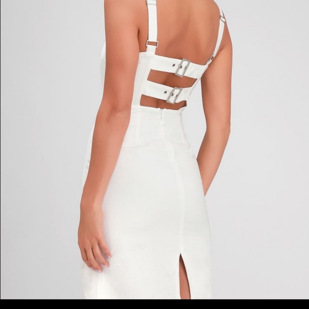 Lulus Joyful Juniper White Open Back minI dress